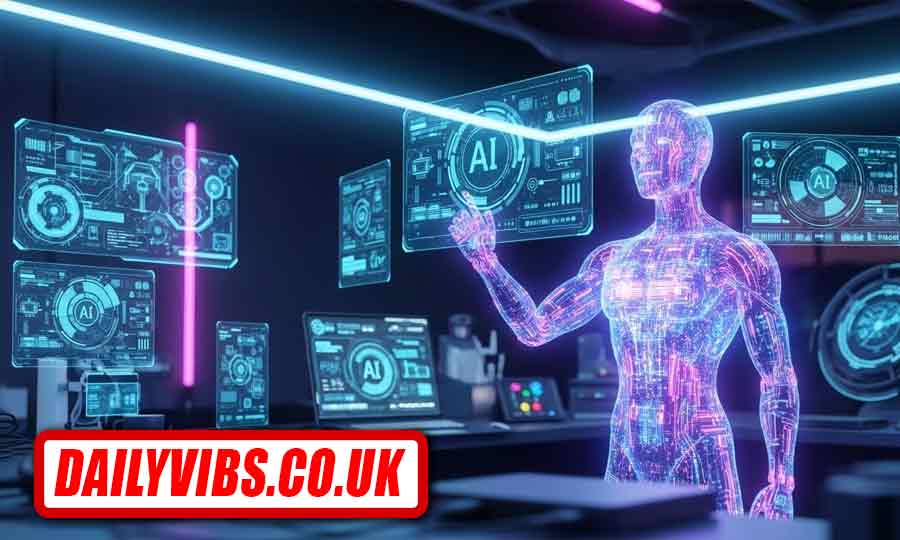 Experts AIGilbertWired showing advanced AI technology and human collaboration in a futuristic digital